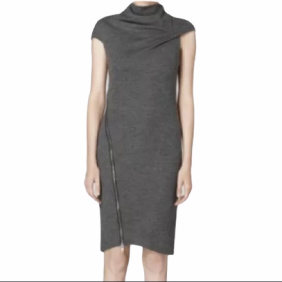 HELMUT LANG 100% Wool Zipper Dress Gray Size L - Picture 14 of 14